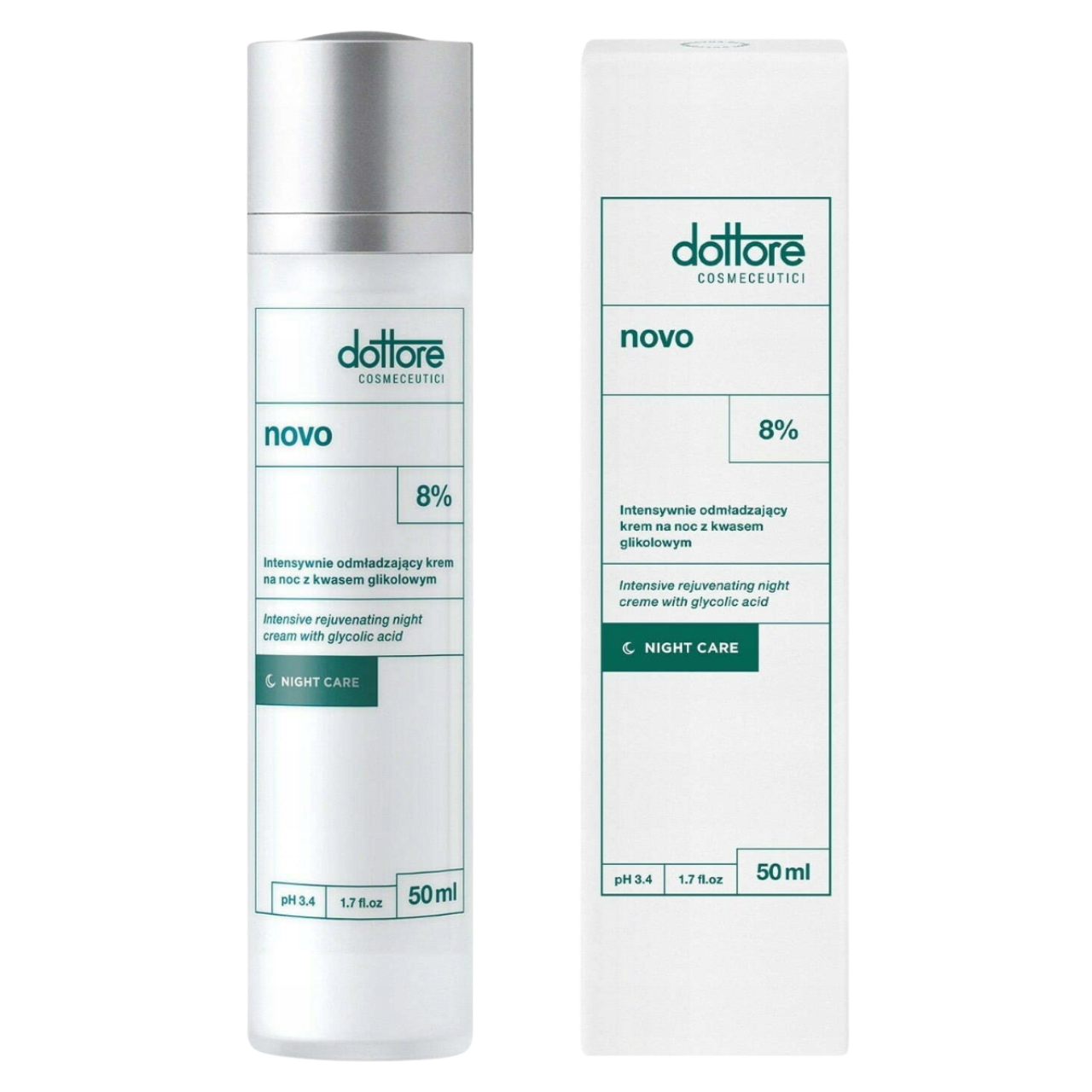 Novo Dottore 50 ml – intensywnie odmładzający krem na noc z 8% kwasem glikolowym