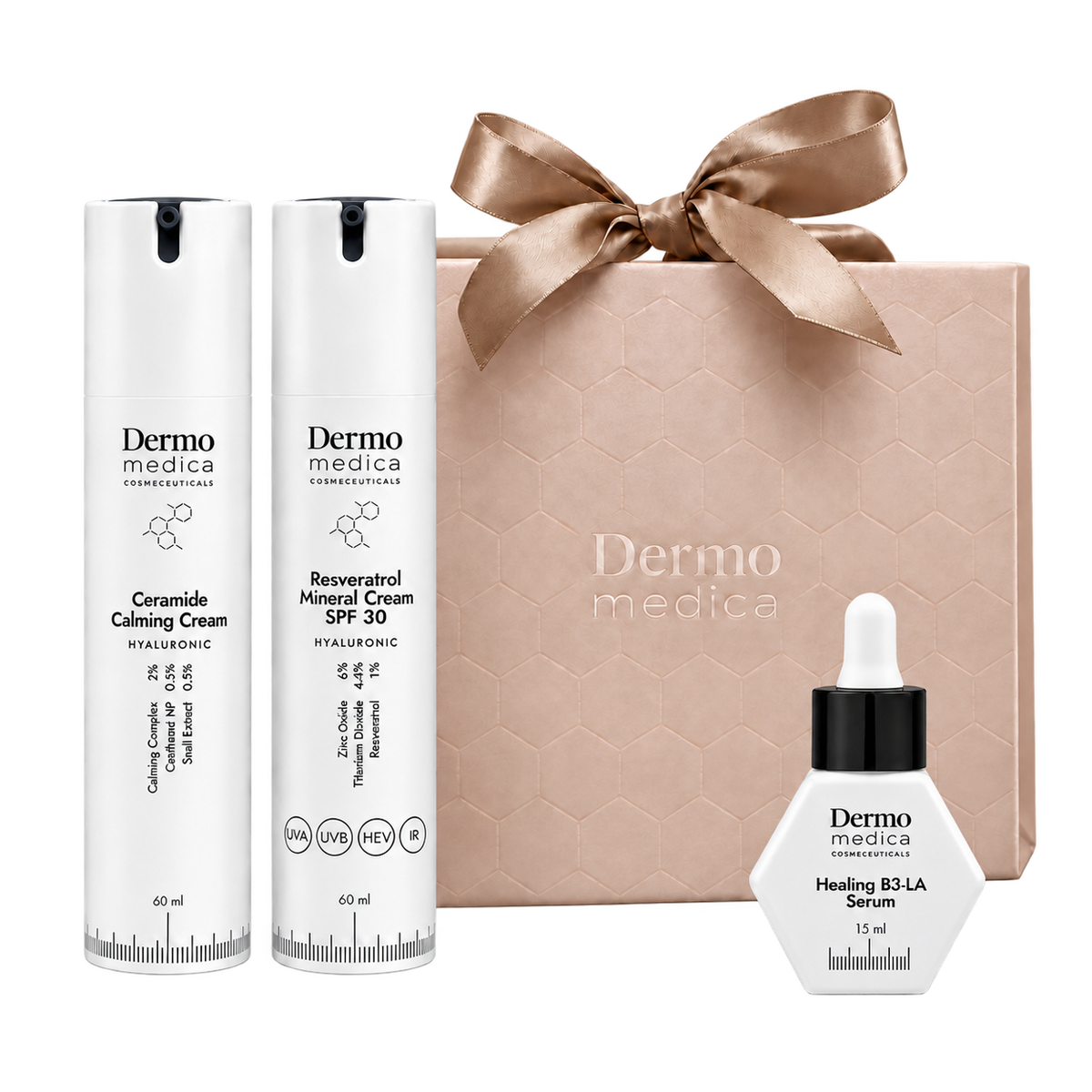 Dermomedica Zestaw Barrier Hero - Resveratrol Mineral Cream SPF 30 + Ceramide Calming Cream + Healing B3-LA Serum