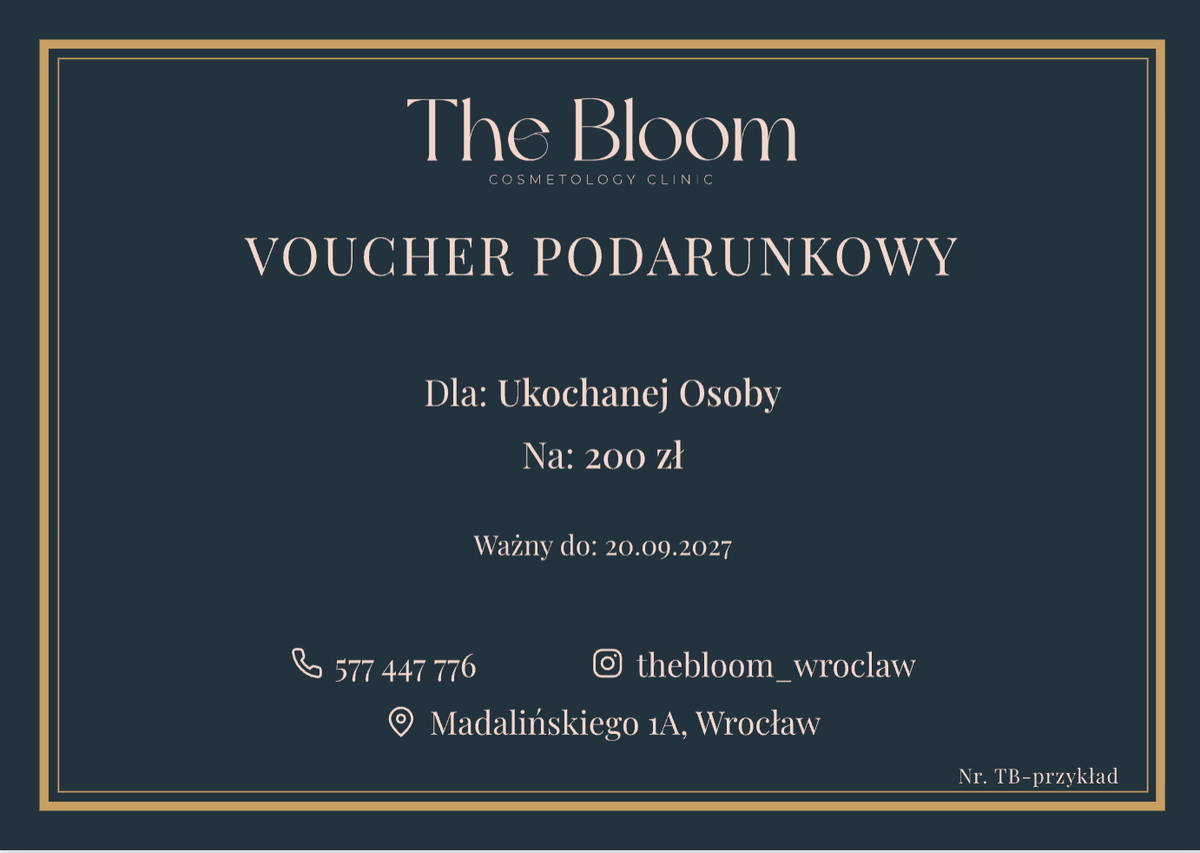 Przykładowy voucher kwotowy PDF The Bloom, salon kosmetologii Wrocław