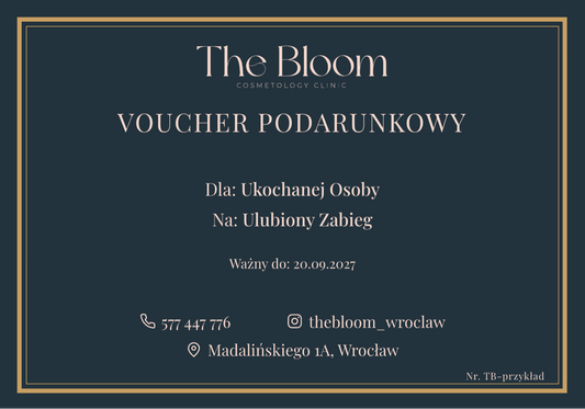 Przykładowy voucher na zabieg PDF The Bloom, salon kosmetologii Wrocław