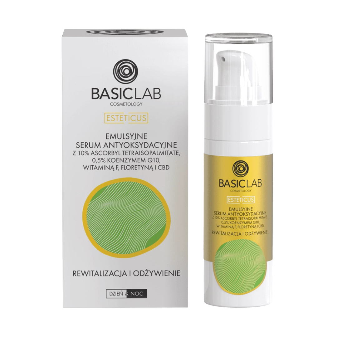 Emulsyjne serum antyoksydacyjne z 10% wit. C BasicLab 30 ml – rewitalizacja i odżywienie