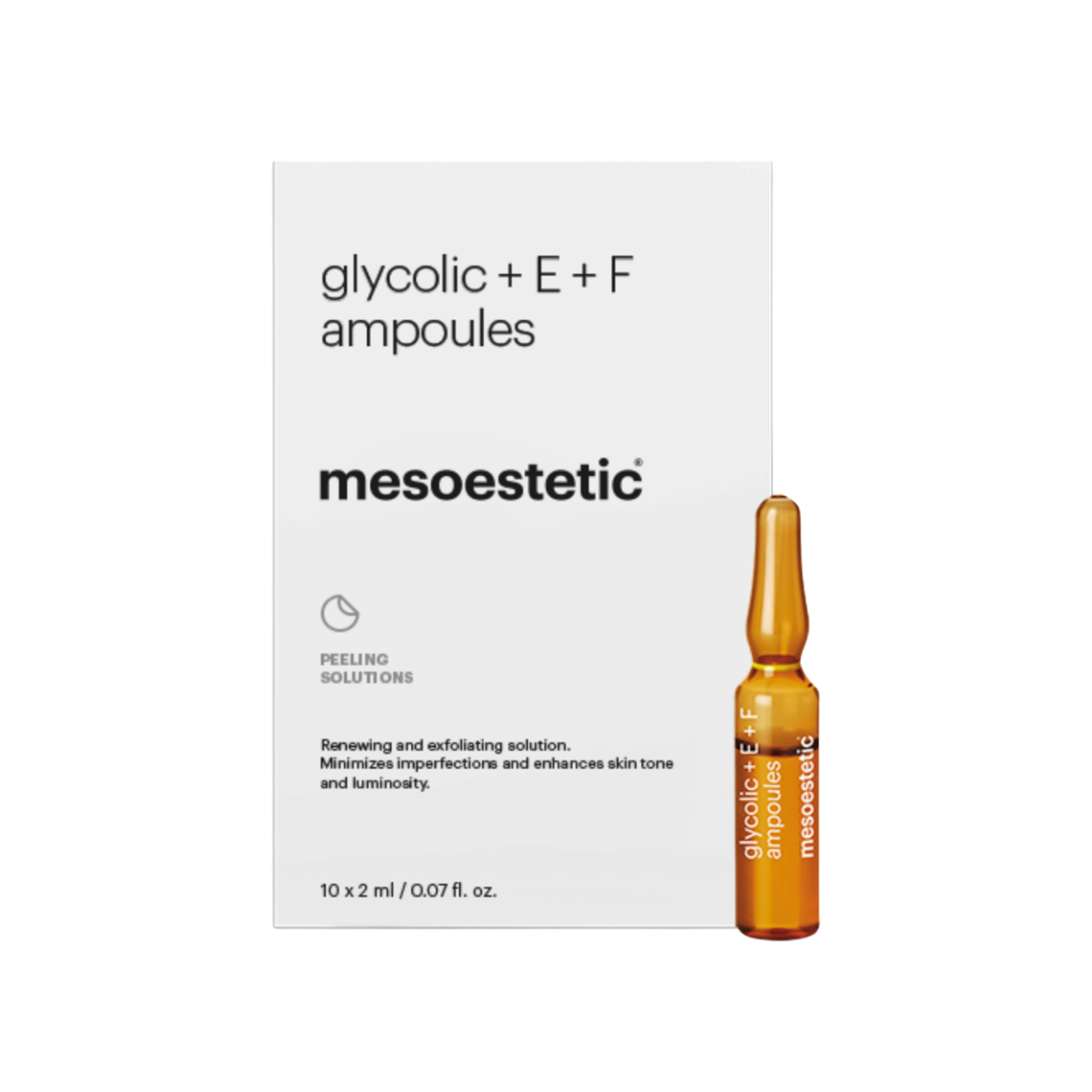 Ampułki Glycolic E+F Mesoestetic 10 x 2 ml – złuszczające ampułki z kwasem glikolowym