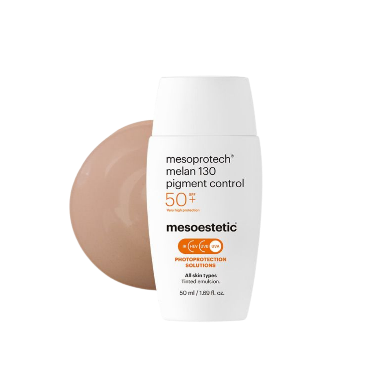 Mesoprotech melan 130 fluid z kolorem SPF50+ Mesoestetic 50 ml – koloryzujący fluid ochronny SPF 50+