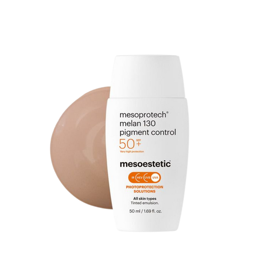 Mesoprotech melan 130 fluid z kolorem SPF50+ Mesoestetic 50 ml – koloryzujący fluid ochronny SPF 50+