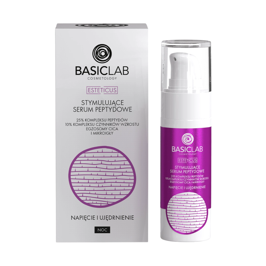 Stymulujące serum peptydowe 25% kompleksu peptydów BasicLab 30 ml – napięcie i ujędrnienie