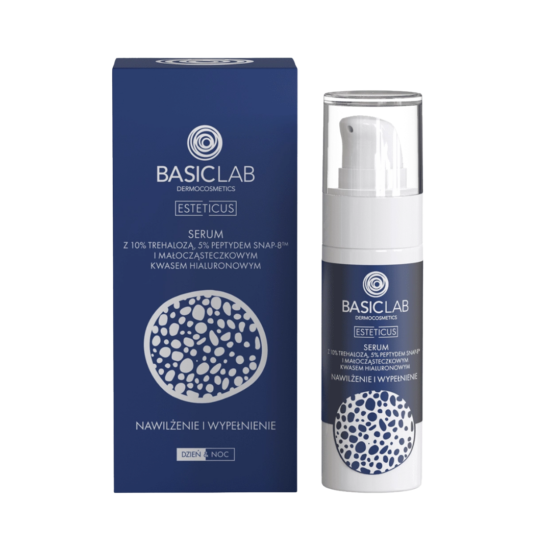 Serum z trehalozą 10% i 5% peptydem SNAP-8 BasicLab – Nawilżenie i Wypełnienie